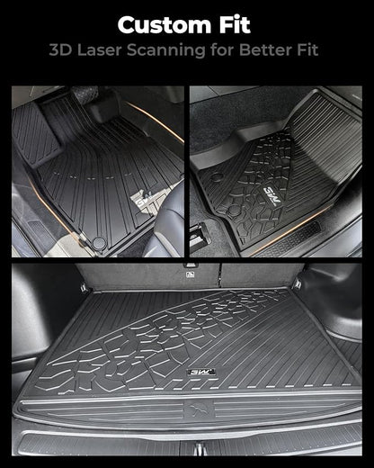 3W Floor Mats & Cargo Liner Fit for Volkswagen ID.4 2021-2025 2026 (Fit Non-Adjustable Carpet Floor), All Weather ID4 Accessories Custom Fit Floor Liner Full Set for Volkswagen ID4, Black