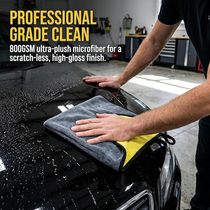 PARAROSE Microfiber Towels for Cars, 800GSM Car Drying Towel, Large Microfiber Cleaning Towels for Car Washing, Waxing, Buffing, Polishing, Scratch-Free Auto Detailing Towels, 6 Pack, 12 x 24 Inch