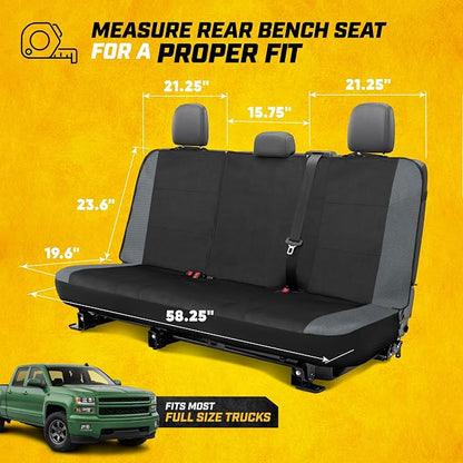 CAT MeshFlex Seat Covers Full Set for Full-Size Pickup Trucks Only - Gray | Front Bucket Seat Covers & 60/40 Split Rear Bench Protector – Interior Accessories For F-150, Silverado, Ram, Sierra & Tundra