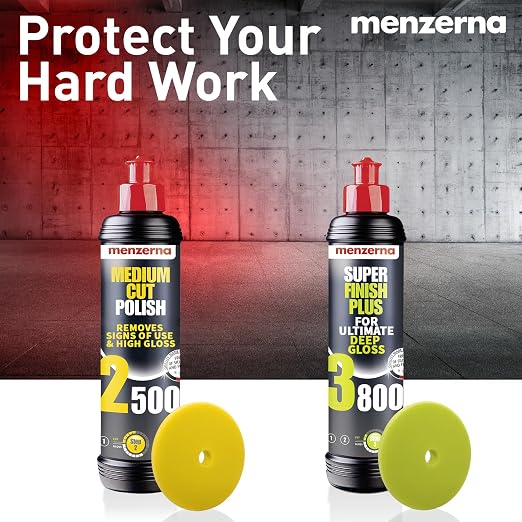 menzerna Medium Cut Polish 2500" I Abrasive Polishing Compound for Medium Scratches and Signs of Use I Buffing and Polishing Compound for Scratch Repair & a Glossy Finish I Silicone Free I 8 fl oz.