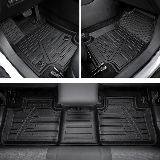 Floor Mats Set for Toyota RAV4 2019-2025 (Both for Gas & Hybrid), Extra Door Sill Guards, All Weather TPE Cargo Mat Backrest Mat Cargo Liner Car Accessories