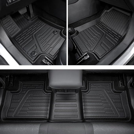 Floor Mats Set for Toyota RAV4 2019-2025 (Both for Gas & Hybrid), Extra Door Sill Guards, All Weather TPE Cargo Mat Backrest Mat Cargo Liner Car Accessories