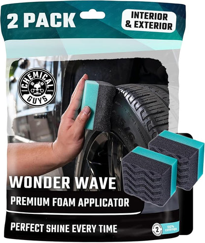 Chemical Guys Wonder Wave Durafoam Tire Shine Applicator Pads - Foam Pads for Applying Tire Dressings, Protectants, Wax, Polish and Car Detailer Products for Trucks and SUVs - 2 Pack