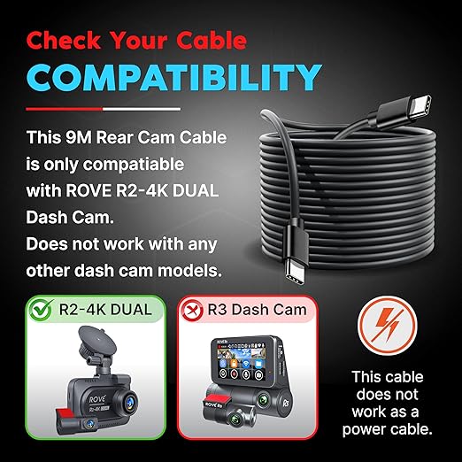 ROVE Ultimate 9M Rear Camera Cable for R2-4K Dual