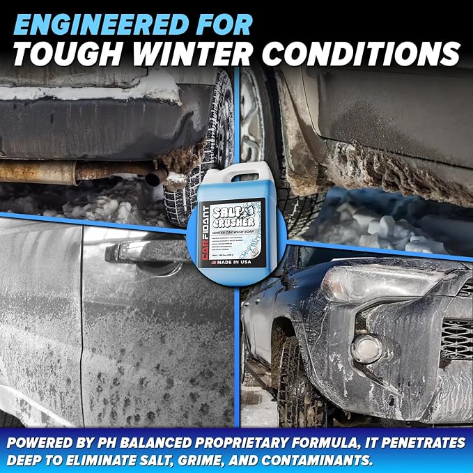 Carfidant Salt Crusher - Car Wash Soap for Salt and Grime Removal - Thick Snow Foam Formula - Prevents Corrosion, Gently Cleanse and Eliminate Dirt - Shampoo Works with Foaming Cannon & Bucket - 128oz