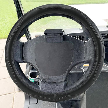 Golf Cart Steering Wheel Covers,13.5 to 14" Golf Cart Steering Wheel Cover Universal for Yamaha,EZGO TXT & RXV,Club Car DS & Precedent, Leather Comfortable, Non-Slip, Wear-Resistant (Black)