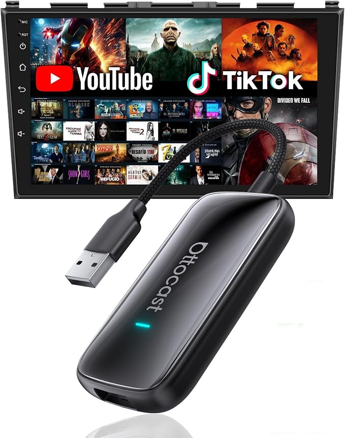 OTTOCAST Play2Video Ultra Wireless Apple CarPlay, AI Magic Box | Android Auto Adapter with WiFi 6, Bluetooth 5.4,Supports Factory Wired CarPlay