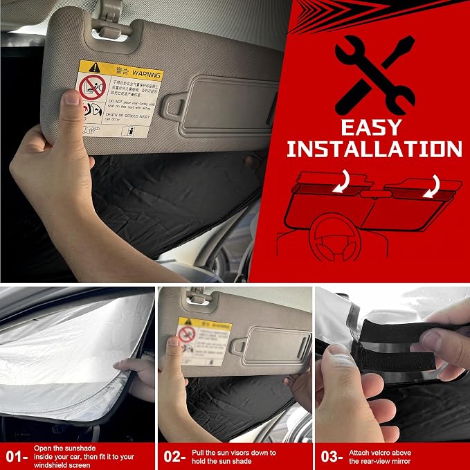 Windshield Sun Shade for 2018-2024 Nissan Kicks Foldable Sun Sunshade for Car Front Window Blocks UV Rays and Heat Automotive Interior Protector Custom Fit Accessories
