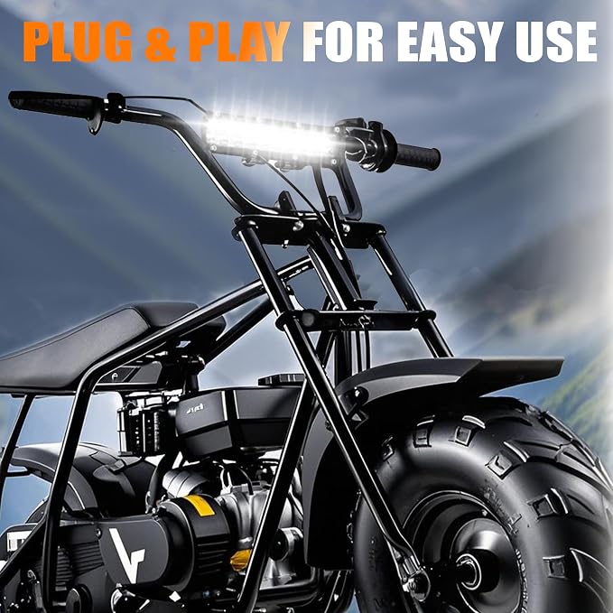 Light Bar for eBike, 7 Inch Motorcycle Dirt Bike LED Headlight 60W 6000lm with 7/8" Handlebars Mounting Clamp Brackets and 12V Wiring Harness Switch, CRF XR TTR KLX MTB Dirtbike Night Riding Light Kit