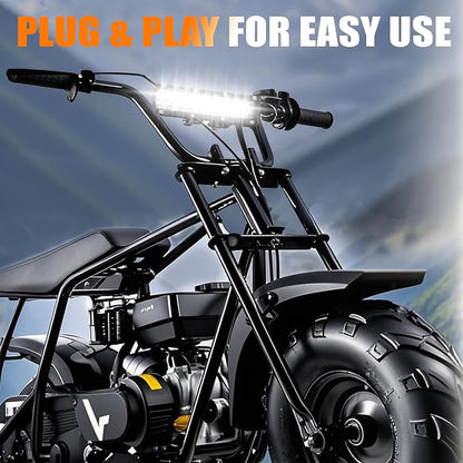 Light Bar for eBike, 7 Inch Motorcycle Dirt Bike LED Headlight 60W 6000lm with 7/8" Handlebars Mounting Clamp Brackets and 12V Wiring Harness Switch, CRF XR TTR KLX MTB Dirtbike Night Riding Light Kit