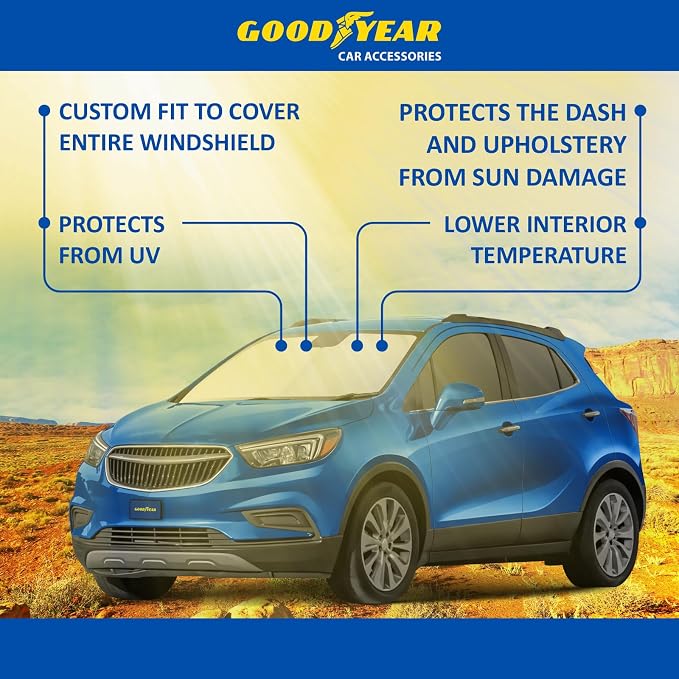 Goodyear Foldable Windshield Sunshade for Buick Encore 2013-2022, SUV car Accessories, Sunshade Cover, Sun Shade Car Windshield, Window Sun Blocker - GY008344