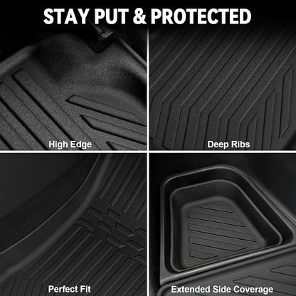 Floor Mats for Jeep Compass 2017-2026, All Weather Floor Mats Cargo Liner with Backrest Protectors and Door Sill Guards Accessories, Full Coverage Set (Fit New Body Style 2nd Generation)