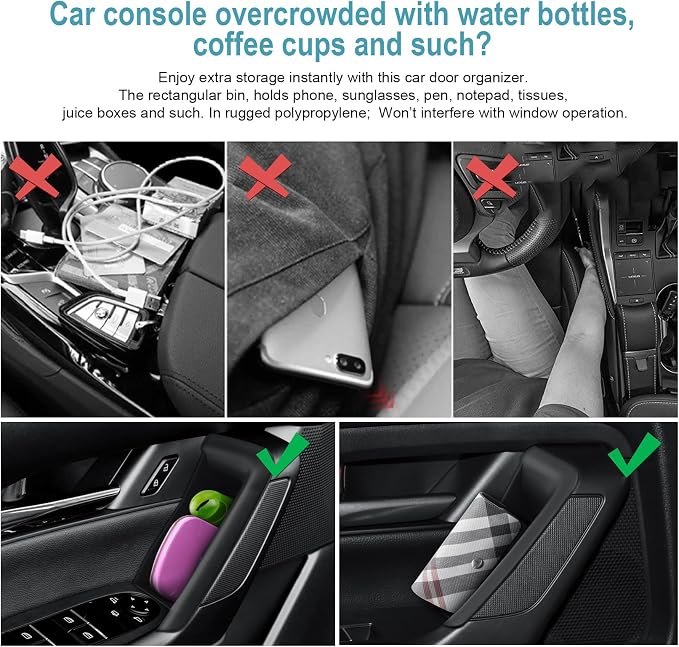 CDEFG 4Pcs for 2025 2026 Mazda CX-50 Center Console Organizer Tray Door Handle Pockets Trash Can Storage Box for 2023 2024 2025 2026 Mazda CX50 Accessories 4-Doors Trash Bin Storage Case TPE Material