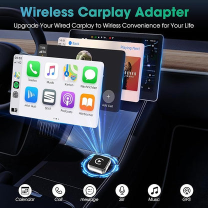 Wireless CarPlay Adapter, 2026 Upgraded Wired to Wireless for Apple CarPlay & Android Auto, 2-in-1 Mini USB Design Car Play Adapter with Type-C Adapter, Plug and Play, Stable Connection with No Delay