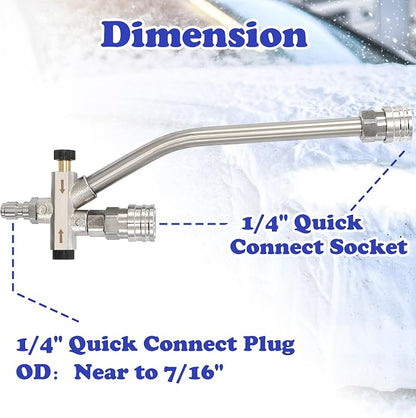 Tool Daily Short Pressure Washer Gun with Foam Cannon, Dual Connector Accessory, 1/4 Inch Quick Connect, 5 Spray Nozzle Tips, 1 Liter