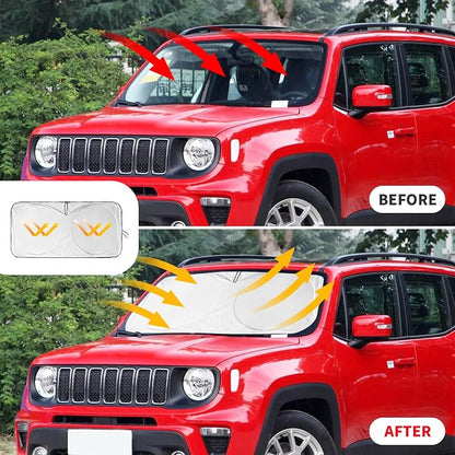 INSAUTO for Jeep Patriot Windshield Sun Shade for Jeep Renegade SUV 2015-2024 2025, Front Foldable Sunshade for 2017 Jeep Patriot SUV Car Sun Visor Cover Blocks UV Rays Keep Your Car Cooler