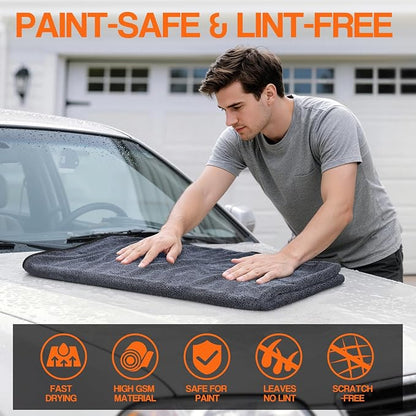 Bolant 4 Pack Twisted Loop Car Drying Towel, Microfiber Towels for Cars 24"x36", Reusable Shammy Quick Dry Cloth for Carwash, for Auto, Boat, RV, Garage & Home