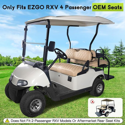 Full Set Golf Cart Seat Covers for EZGO RXV OEM, Beige | Front & Rear Set (2-Piece), Premium Vinyl Leather Replacement Standard Cushion Covers, No Tools Needed & Easy to Clean