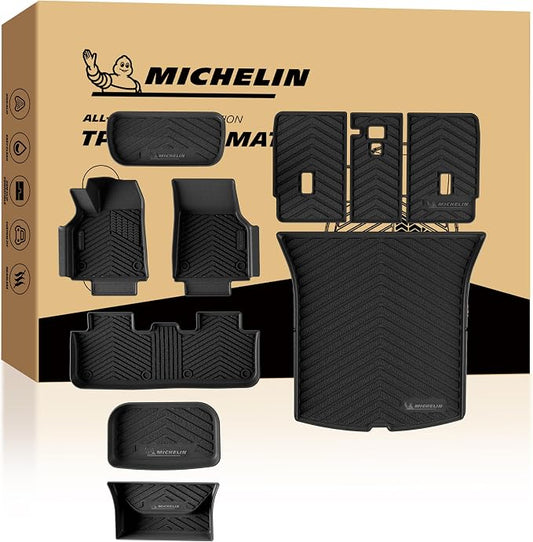 Michelin Vehicle Mat, All-Weather TPE Custom Fit Liner for Tesla Model Y 5 Seat Floor Mats 2025-2027 (10 Piece), Premier