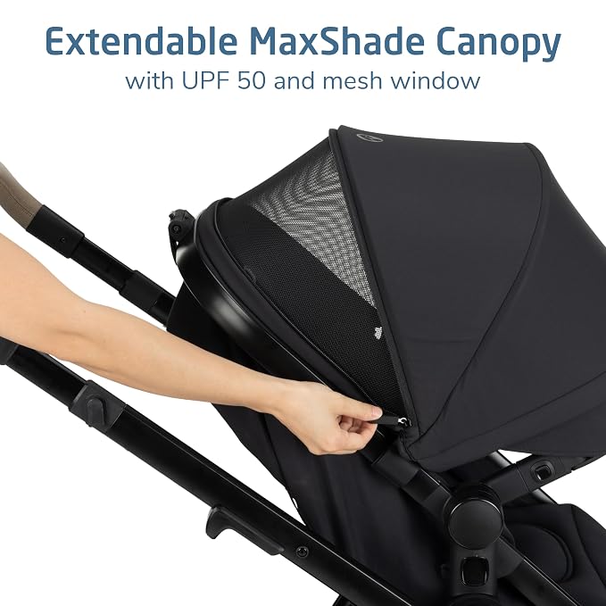 Maxi-Cosi Zelia Pro 5-in-1 Travel System with Mico Pro Infant Car Seat and Baby Stroller Combo, Reversible Seat, Large Wheels, Adjustable Handle, Newborn to Toddler, Lightweight, Caspian Caviar