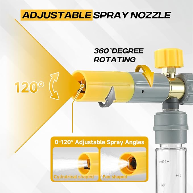 M MINGLE Mini Foam Cannon for Pressure Washer, Magnetic Foam Cannon with Dual Connector, Undiluted Foam Blaster with 5 Nozzle Tips, 1/4 Inch Quick Connect
