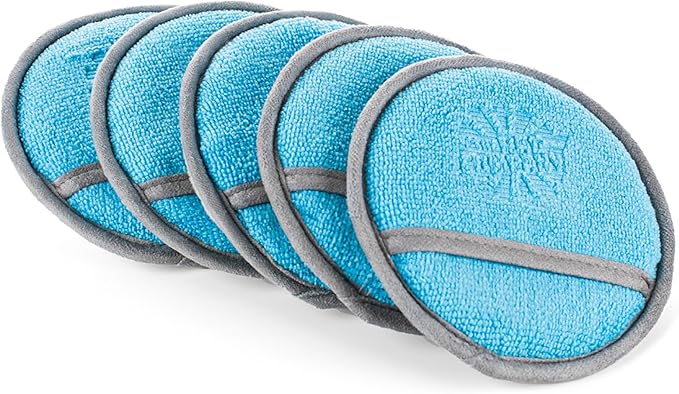 The Rag Company - Ultra No Soak Round Detailing Applicator - 70/30 Pearl Weave Microfiber for Applying Coatings, Dressings, Waxes, Sealants to Glass, Paint, Rubber, Leather, Plastic - 5 inch (5 Pack)