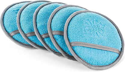 The Rag Company - Ultra No Soak Round Detailing Applicator - 70/30 Pearl Weave Microfiber for Applying Coatings, Dressings, Waxes, Sealants to Glass, Paint, Rubber, Leather, Plastic - 5 inch (5 Pack)