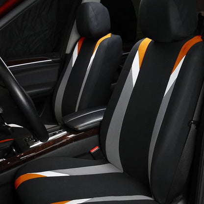 FH Group Front Set Cloth Car Seat Covers for Low Back Car Seats with Removable Headrest, Universal Fit, Airbag Compatible Car Seat Cover for SUV, Sedan, Van, Orange
