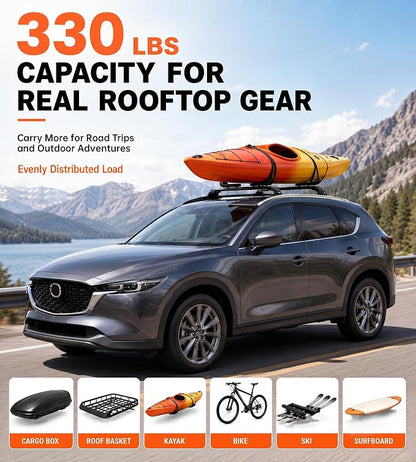 330 LBS Lockable Roof Rack Cross Bars Fit for 2017-2025 Mazda CX-5 with Flush Side Rails, Aluminum Crossbars for Rooftop Cargo Carrier Kayak Bike, Sunroof Friendly