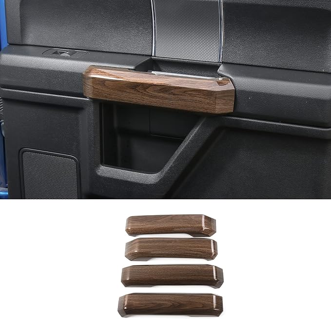 Voodonala Wood Grain Inner Door Handle Covers Trim for Ford F150 2015 2016 2017 2018 2019 2020 (ABS,4Pcs/Set)