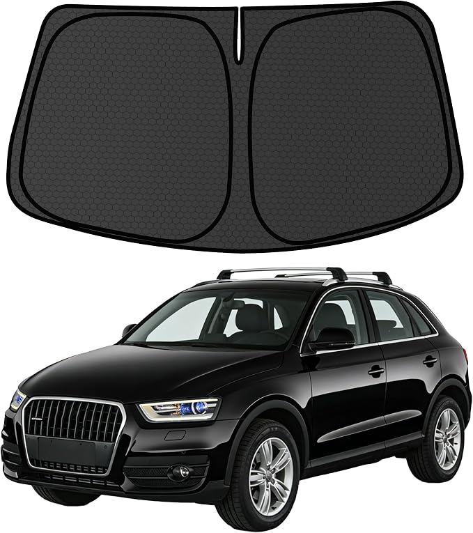 Q3 Customized Windshield Sun Shade for 2013-2018 Q3 Front Window Sunshade Visor Protector Foldable Blocks UV Rays Keep Car Cooler Accessories