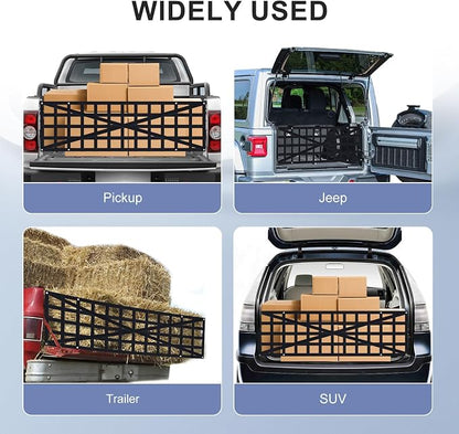 Tailgate Net - for Full Size Truck Cargo Net Compatible with Ford, Chevy, Dodge,Ram etc - Tail Gate Extender Nets for Pickup Truck Bed Accessories (59"x18")