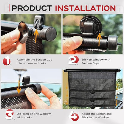 2 Pack Large Car Side Window Sun Shade for Baby, Retractable Roller Car Window Shades UV Protection, Clip-On Vehicle Sun Shades for SUV Truck Rear Side Window, 20" x 22" Vehicle Sun Protection Shade