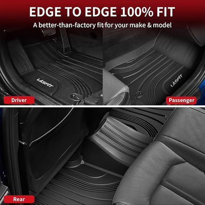 LASFIT Floor Mats for Hyundai Santa Fe Hybrid PHEV 2021 2022 2023 (Only Fit Hybrid & PHEV, Not Fit Gas) All Weather TPE Custom Fit Car Floor Liners 1st & 2nd Row Mats Accessories, Black
