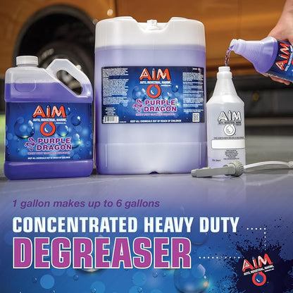 AIM Chemicals Purple Dragon Heavy Duty Degreaser – For Cars, Trucks, Equipment, and Concrete. Powerful wheel & tire cleaner for industrial use & car detailing. Compatible with wheel brush - 5 Gal