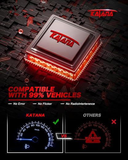 Katana Upgraded H7 Light Bulbs, 18000LM 6500K White Mini Size with Cooling Fan, Canbus Ready Fog Light, Pack of 2