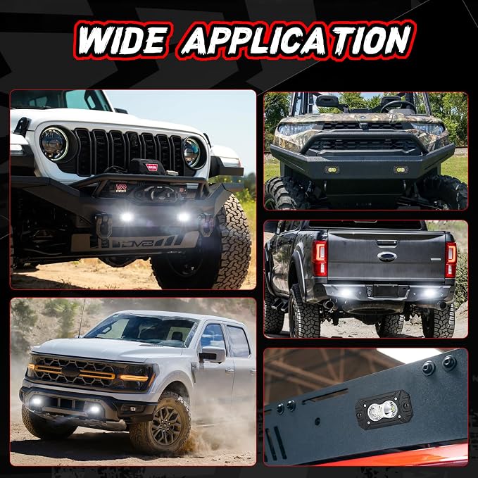 LED Pod Lights Flush Mount, Auto Power Plus 2PCS 4 Inch Off Road Driving Lights Flush LED Light Bar Combo Backup Work Light Bumper Cube Light for Truck Pickup UTV ATV Boat 4x4