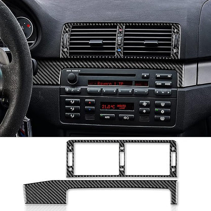 AIRSPEED Carbon Fiber for BMW E46 1998-2006 Center Console Air Vent Outlet Frame Cover – Black Carbon Fiber Interior Panel Cover