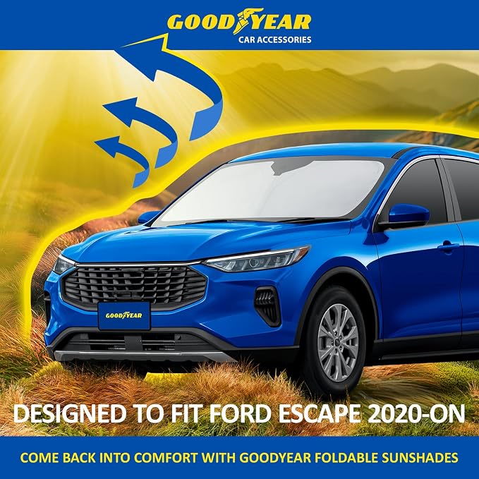 Goodyear Foldable Windshield Sunshade for Ford Escape 2020-2026, Car Accessories, Sunshade Cover, Sun Shade Car Windshield, Window Sun Blocker - GY008295