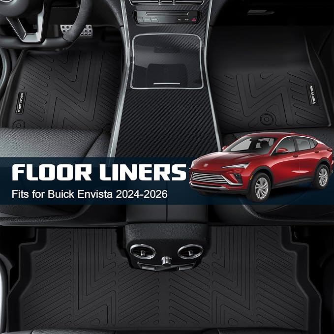 Floor Mats for Buick Envista 2024 2025 2026 All Weather Protection TPE Rubber Floor Liners for Buick Envista 2026 Accessories, Odorless Anti-Slip, 1st & 2nd Row, Black