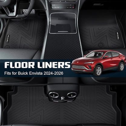 Floor Mats for Buick Envista 2024 2025 2026 All Weather Protection TPE Rubber Floor Liners for Buick Envista 2026 Accessories, Odorless Anti-Slip, 1st & 2nd Row, Black
