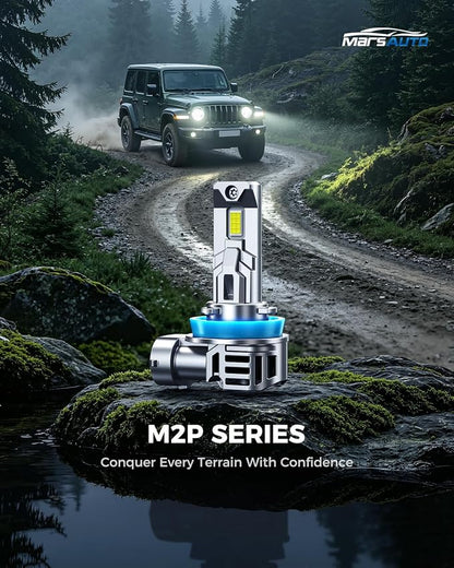Marsauto H11/H9/H8 LED Bulbs, 60,000LM 10X Brighter, 2026 Upgraded 1:1 Mini Design, 6500K Xenon White H11 Fog Lights, No Flicker, 10-Year Extended Lifespan, Pack of 2