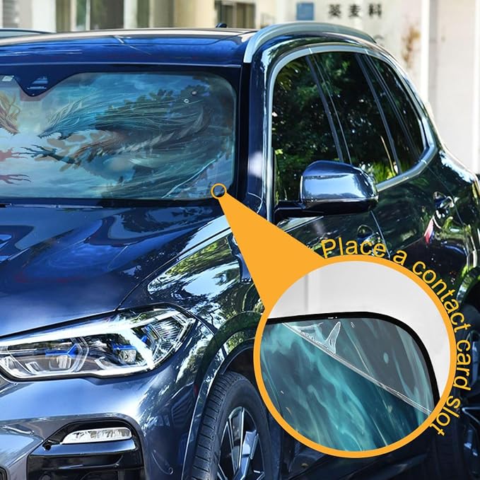 Windshield Sun Shade Dragons Front Window Block UV Shades Visor Reflective Retractable for Car SUV Trucks