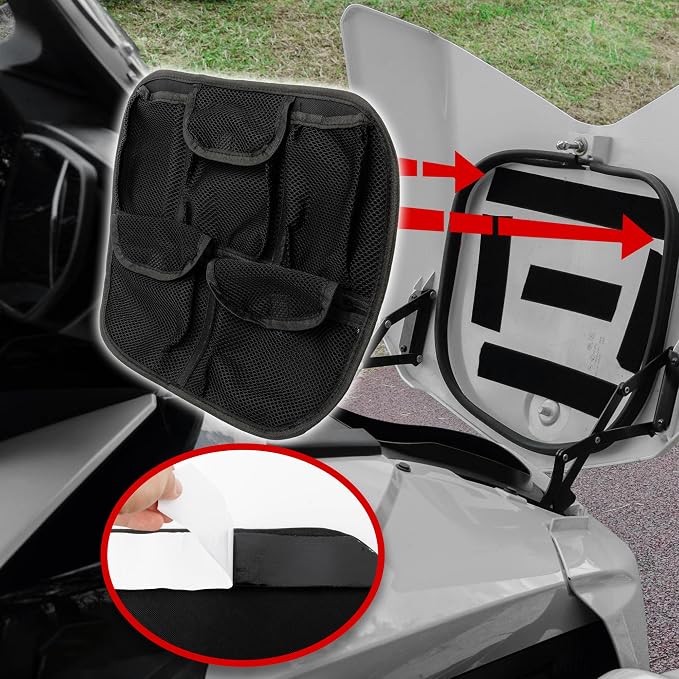 Front Trunk Lid Organizer Frunk Tool Bag for Can Am Spyder F3 F3-L F3-S F3-T 2015+ Models Accessories - Removable, 5 Mesh Pockets Storage Organizer(Black Style)
