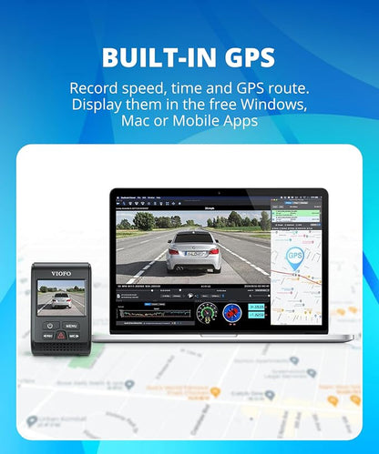 VIOFO Dash Cam A119 V3 2K 2560x1440P Quad HD+ 60FPS Front Car Dash Camera, 5MP STARVIS Sensor, 140-Degree Wide Angle, GPS Included, Buffered Parking Mode, True HDR, Motion Detection, Time Lapse