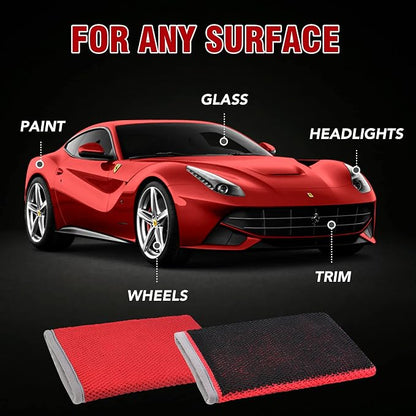 Tidy Monster 2 Pack Clay Bar Mitt for Car Detailing, Medium Grade Auto Magic Clay Towel, Scratch-Free and Paint Safe, for Cleaning Polishing Detailing Cars Paint, Glass, Wheels (Red)