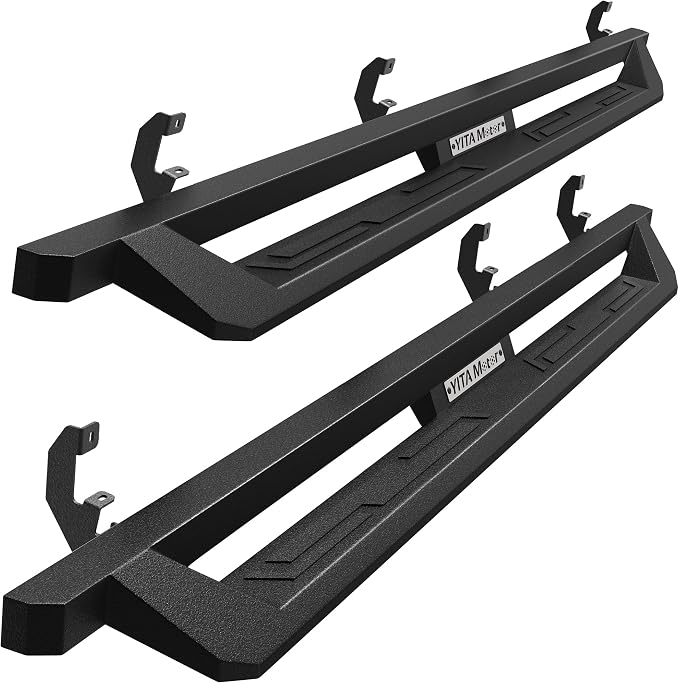 YITAMOTOR Drop Running Boards Compatible with Chevy Silverado/GMC Sierra 2019-2026 1500 Crew Cab, 2020-2026 Silverado/Sierra 2500HD 3500HD Crew Cab, Black Powder Coated Nerf Bars, Off-Road Side Steps