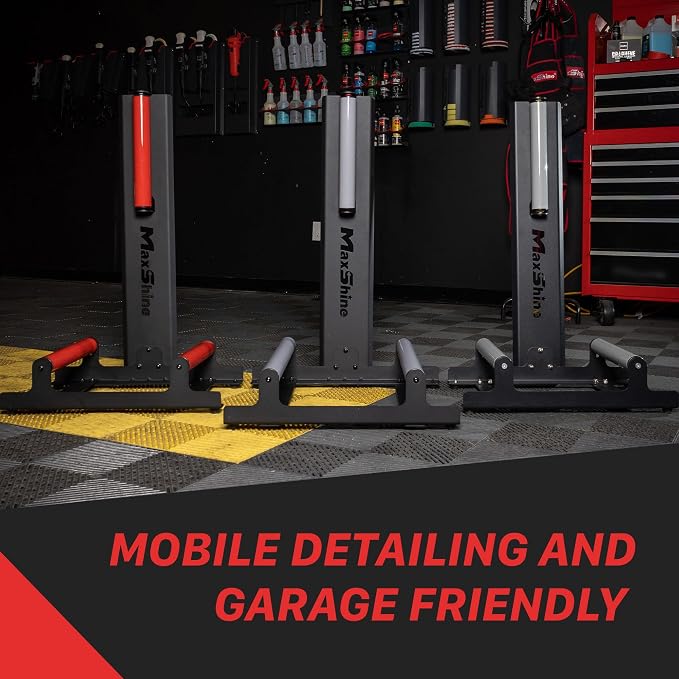 Maxshine XL Universal Wheel & Rim Detailing Rolling Stand (Black) | 360° Rotating Tire Stand for Car Detailing, Wheel Wash, Ceramic Coating & Tire Shine | Heavy-Duty Rim Detailing Roller Stand