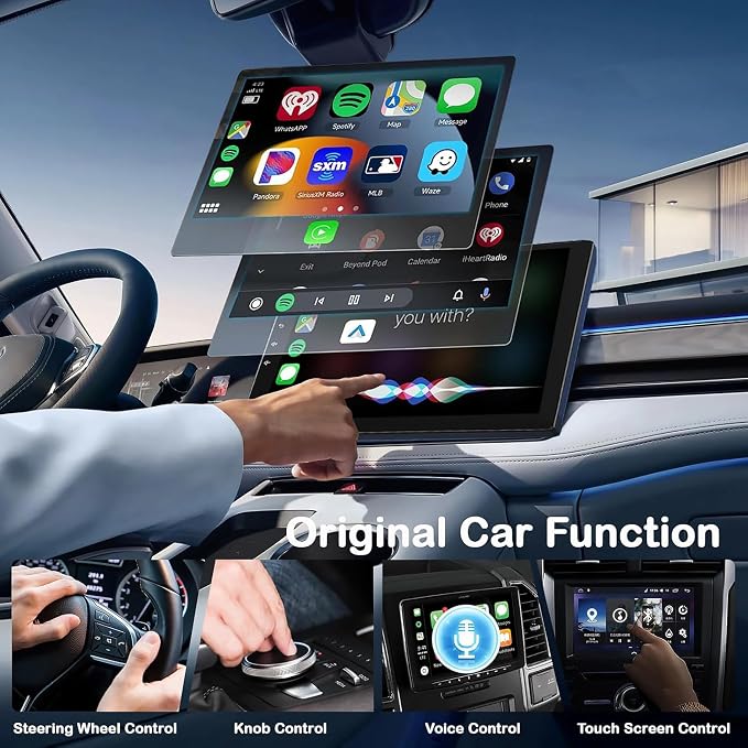 Wireless Carplay Adapter & Android Auto 2025 Upgrade Wired CarPlay to Wireless,2-in-1 Mini USB Design with Fast Stable Connection Car Play for Apple iOS 10+, Android 11+ Version