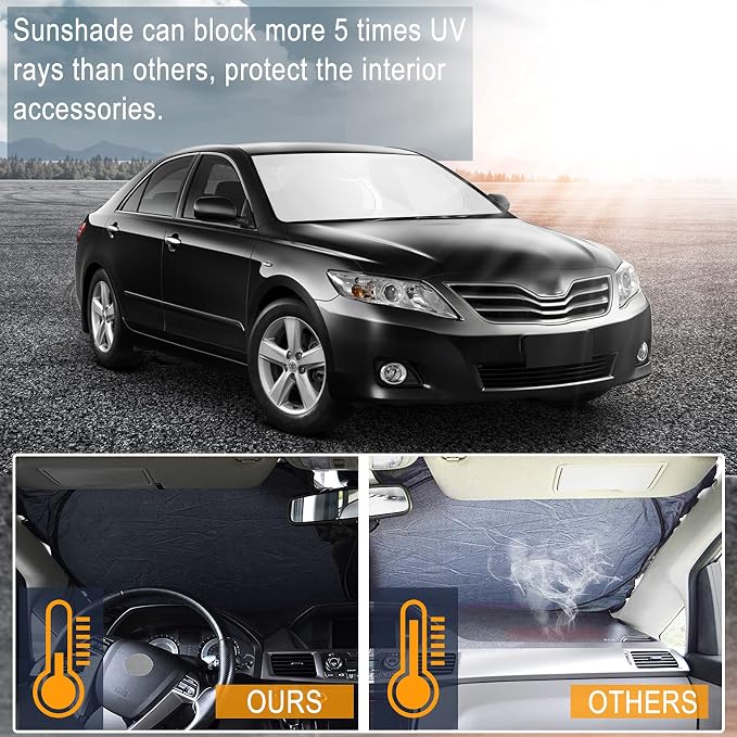 for Toyota Corolla 1990-2025 Windshield Sun Shade, Front Window Sunshade for 2022 Corolla Prius Yaris Sienna Toyota C-HR 2018-2023 Custom Fit Windshield Cover Sun Visor 210T Reflective Car Accessorie